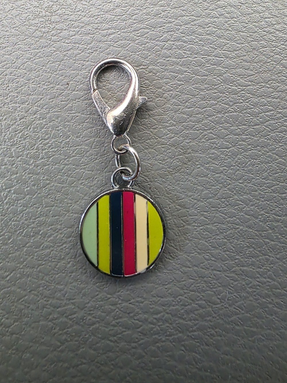 Coach Multicolor Striped Round Keychain/Charm For Bracelet Or Necklace